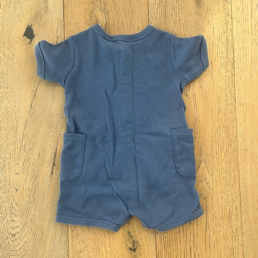 Carters Baby Boy Coveralls Shorts Romper Blue Navy Button 12 months